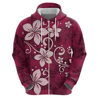 Plumeria Floral Tapa Pattern Ruby Pink Hoodie LT01 - Polynesian Pride
