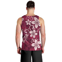 Plumeria Floral Tapa Pattern Ruby Pink Men Tank Top LT01 - Polynesian Pride