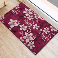 Plumeria Floral Tapa Pattern Ruby Pink Rubber Doormat LT01 - Polynesian Pride