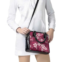 Plumeria Floral Tapa Pattern Ruby Pink Shoulder Handbag