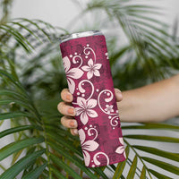 Plumeria Floral Tapa Pattern Ruby Pink Skinny Tumbler LT01 - Polynesian Pride