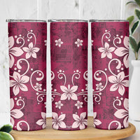 Plumeria Floral Tapa Pattern Ruby Pink Skinny Tumbler LT01 - Polynesian Pride