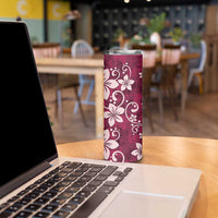 Plumeria Floral Tapa Pattern Ruby Pink Skinny Tumbler LT01 - Polynesian Pride