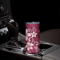 Plumeria Floral Tapa Pattern Ruby Pink Skinny Tumbler LT01 - Polynesian Pride