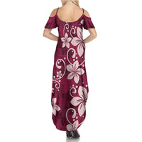 Plumeria Floral Tapa Pattern Ruby Pink Summer Maxi Dress LT01 - Polynesian Pride