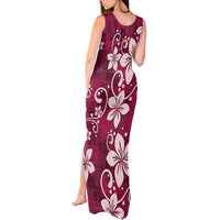 Plumeria Floral Tapa Pattern Ruby Pink Tank Maxi Dress LT01 - Polynesian Pride