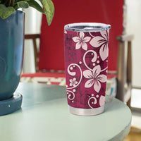 Plumeria Floral Tapa Pattern Ruby Pink Tumbler Cup LT01 - Polynesian Pride