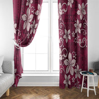 Plumeria Floral Tapa Pattern Ruby Pink Window Curtain LT01 - Polynesian Pride
