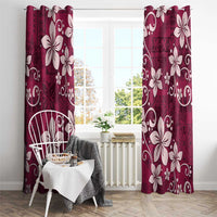 Plumeria Floral Tapa Pattern Ruby Pink Window Curtain LT01 - Polynesian Pride