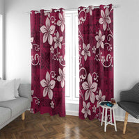 Plumeria Floral Tapa Pattern Ruby Pink Window Curtain LT01 With Grommets Pink - Polynesian Pride