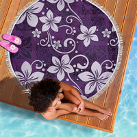 Plumeria Floral Tapa Pattern Amethyst Purple Beach Blanket LT01 - Polynesian Pride