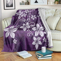 Plumeria Floral Tapa Pattern Amethyst Purple Blanket LT01 Purple - Polynesian Pride