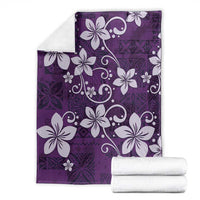 Plumeria Floral Tapa Pattern Amethyst Purple Blanket LT01 - Polynesian Pride