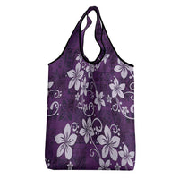 Plumeria Floral Tapa Pattern Amethyst Purple Grocery Bag LT01 - Polynesian Pride