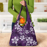 Plumeria Floral Tapa Pattern Amethyst Purple Grocery Bag LT01 - Polynesian Pride