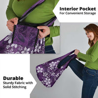 Plumeria Floral Tapa Pattern Amethyst Purple Grocery Bag LT01 - Polynesian Pride
