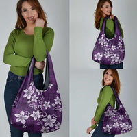 Plumeria Floral Tapa Pattern Amethyst Purple Grocery Bag LT01 - Polynesian Pride