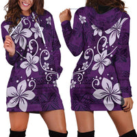 Plumeria Floral Tapa Pattern Amethyst Purple Hoodie Dress LT01 - Polynesian Pride