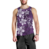 Plumeria Floral Tapa Pattern Amethyst Purple Men Tank Top LT01 - Polynesian Pride