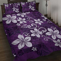Plumeria Floral Tapa Pattern Amethyst Purple Quilt Bed Set LT01 Purple - Polynesian Pride