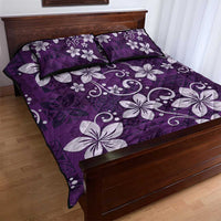 Plumeria Floral Tapa Pattern Amethyst Purple Quilt Bed Set LT01 - Polynesian Pride