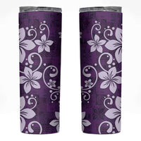 Plumeria Floral Tapa Pattern Amethyst Purple Skinny Tumbler LT01 Purple - Polynesian Pride