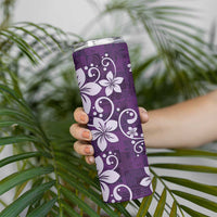 Plumeria Floral Tapa Pattern Amethyst Purple Skinny Tumbler LT01 - Polynesian Pride