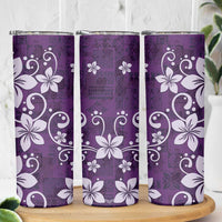 Plumeria Floral Tapa Pattern Amethyst Purple Skinny Tumbler LT01 - Polynesian Pride