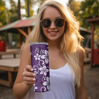 Plumeria Floral Tapa Pattern Amethyst Purple Skinny Tumbler LT01 - Polynesian Pride
