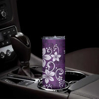 Plumeria Floral Tapa Pattern Amethyst Purple Skinny Tumbler LT01 - Polynesian Pride