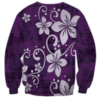 Plumeria Floral Tapa Pattern Amethyst Purple Sweatshirt LT01 - Polynesian Pride
