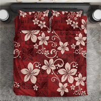 Plumeria Floral Tapa Pattern Oxblood Red Bedding Set LT01 Red - Polynesian Pride