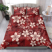 Plumeria Floral Tapa Pattern Oxblood Red Bedding Set LT01 - Polynesian Pride