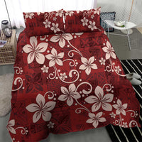 Plumeria Floral Tapa Pattern Oxblood Red Bedding Set LT01 - Polynesian Pride