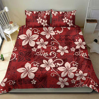 Plumeria Floral Tapa Pattern Oxblood Red Bedding Set LT01 - Polynesian Pride