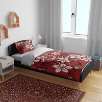 Plumeria Floral Tapa Pattern Oxblood Red Bedding Set LT01 - Polynesian Pride
