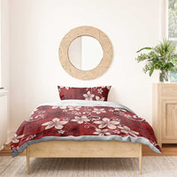 Plumeria Floral Tapa Pattern Oxblood Red Bedding Set LT01 - Polynesian Pride