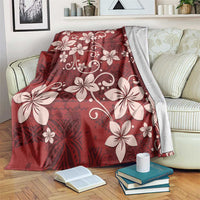 Plumeria Floral Tapa Pattern Oxblood Red Blanket LT01 Red - Polynesian Pride