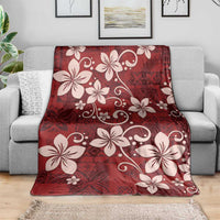 Plumeria Floral Tapa Pattern Oxblood Red Blanket LT01 - Polynesian Pride