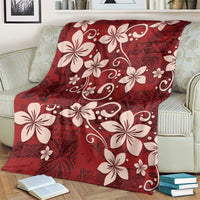 Plumeria Floral Tapa Pattern Oxblood Red Blanket LT01 - Polynesian Pride