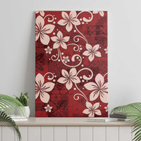 Plumeria Floral Tapa Pattern Oxblood Red Canvas Wall Art LT01 - Polynesian Pride