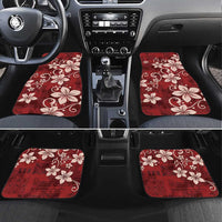 Plumeria Floral Tapa Pattern Oxblood Red Car Mats LT01 Set 4pcs Red - Polynesian Pride
