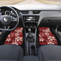 Plumeria Floral Tapa Pattern Oxblood Red Car Mats LT01 Set 2pcs - Front Red - Polynesian Pride