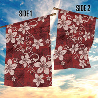 Plumeria Floral Tapa Pattern Oxblood Red Garden Flag LT01 - Polynesian Pride