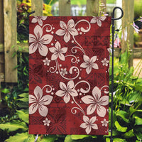 Plumeria Floral Tapa Pattern Oxblood Red Garden Flag LT01 Garden Flag Red - Polynesian Pride