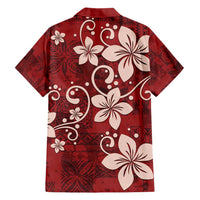 Plumeria Floral Tapa Pattern Oxblood Red Hawaiian Shirt LT01 - Polynesian Pride
