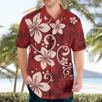 Plumeria Floral Tapa Pattern Oxblood Red Hawaiian Shirt LT01 - Polynesian Pride