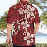 Plumeria Floral Tapa Pattern Oxblood Red Hawaiian Shirt LT01 - Polynesian Pride