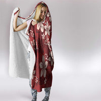 Plumeria Floral Tapa Pattern Oxblood Red Hooded Blanket LT01 - Polynesian Pride