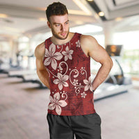 Plumeria Floral Tapa Pattern Oxblood Red Men Tank Top LT01 Red - Polynesian Pride